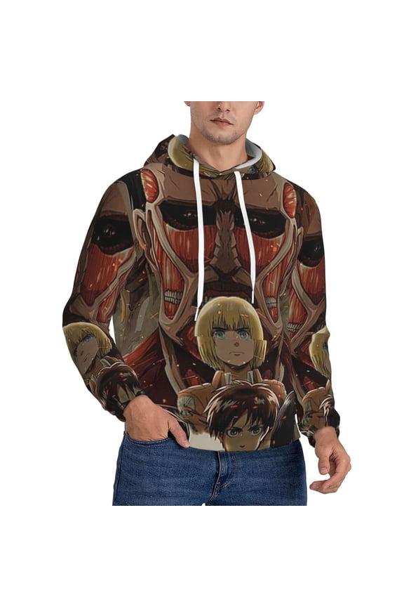 Attack On Titan Trendy Cartoon Men'S Fleece Hooded Hoodie, hoodies for women men with pockets,Fall Fashion 2025 Pullover Sweaters Winter Clothes