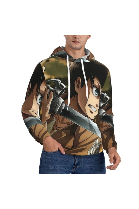 Attack On Titan Trendy Cartoon Men'S Fleece Hooded Hoodie, hoodies for women men with pockets,Fall Fashion 2025 Pullover Sweaters Winter Clothes