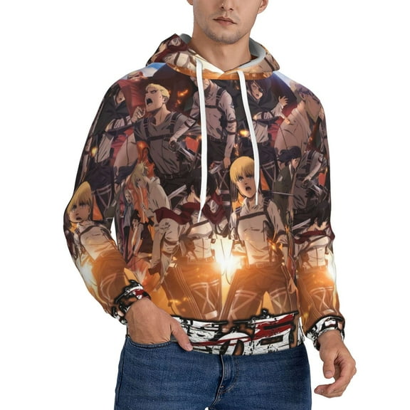 Attack On Titan Trendy Cartoon Men'S Fleece Hooded Hoodie, hoodies for women men with pockets,Fall Fashion 2025 Pullover Sweaters Winter Clothes