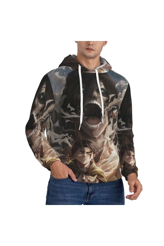 Attack On Titan Trendy Cartoon Men'S Fleece Hooded Hoodie, hoodies for women men with pockets,Fall Fashion 2025 Pullover Sweaters Winter Clothes