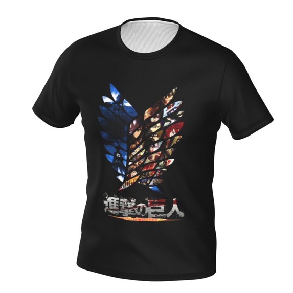 Attack On Titan Unisex 3d Pattern Printed Short Sleeve T-Shirts Casual Graphics Tees X-Large