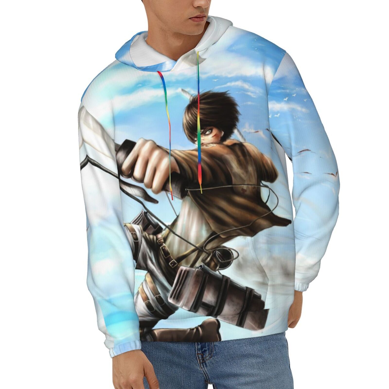 Anime Attack On Titan Unisex Children Hooded Sweater, Colorful Hat Rope Thick Sports Hoodie Sweatshirt Pullover
