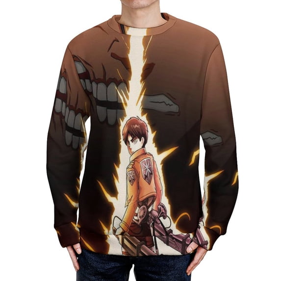 Attack On Titan Unisex Sweater Long Sleeve Fall Casual Crewneck Tops Pullover Active Streetwear Fashion Sweatshirt L