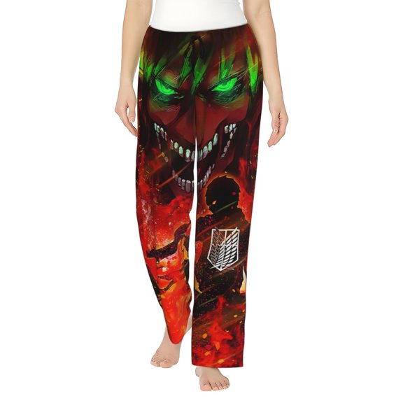 Attack On Titan Women's Pajama Pants Comfy Casual Loose Sleep Bottoms Pants Drawstring Wide Leg Long Lounge Pants