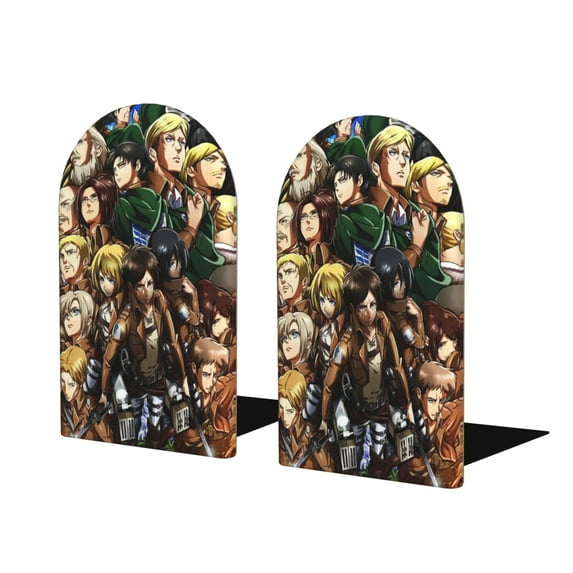 Attack On Titan Wooden Bookends For Shelves, Decorative Book Organizer Book Stand Desktop Organizer, 1 Pair