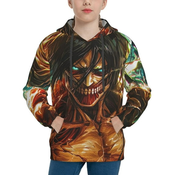Attack On Titan Youth Hoodies 3D Print Pullover Hooded Sweatshirt Unisex Casual Sweater Tops Blouse Long Sleeve Kids Hoodie Medium