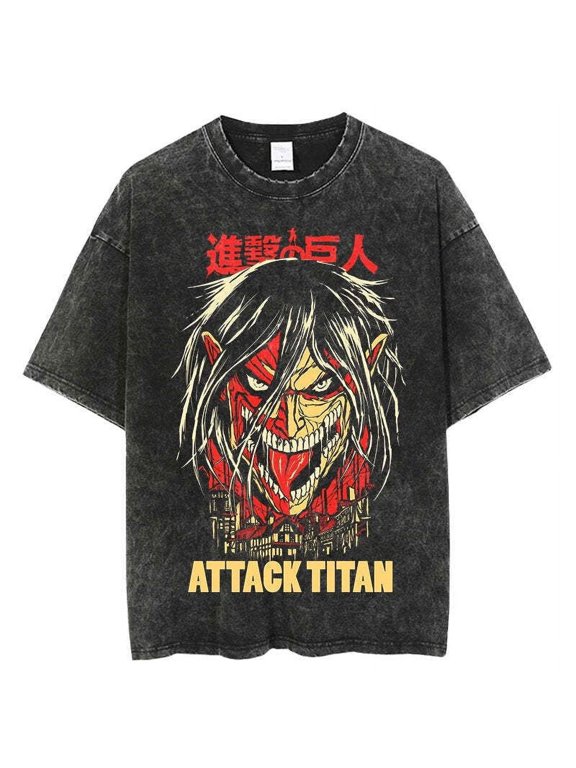 Attack On Ttitan AOT Vintage Washed Oversize Cotton T-Shirt (Variants Available)