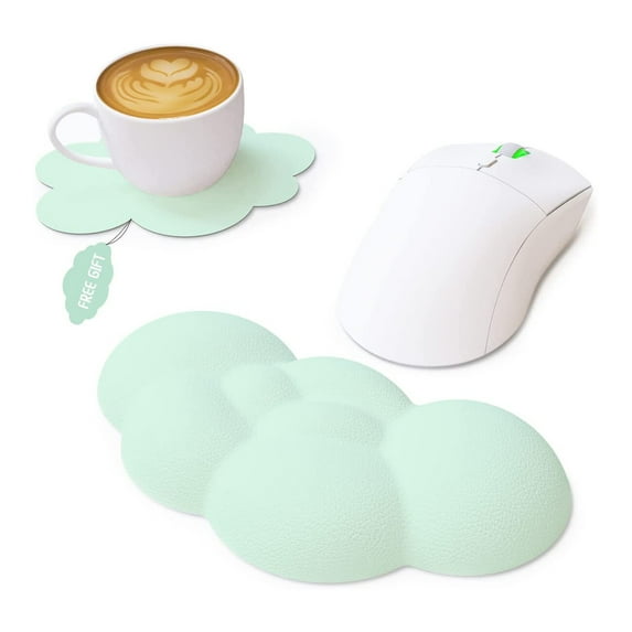 Attack Shark Cloud Mouse Wrist Rest with Coaster,Ergonomic Memory Foam Mouse Wrist Pad with Massage for Relieve Pain,Wrist Support for Mouse,Cute Desk Accessory for Mouse, Office, Gaming-Green