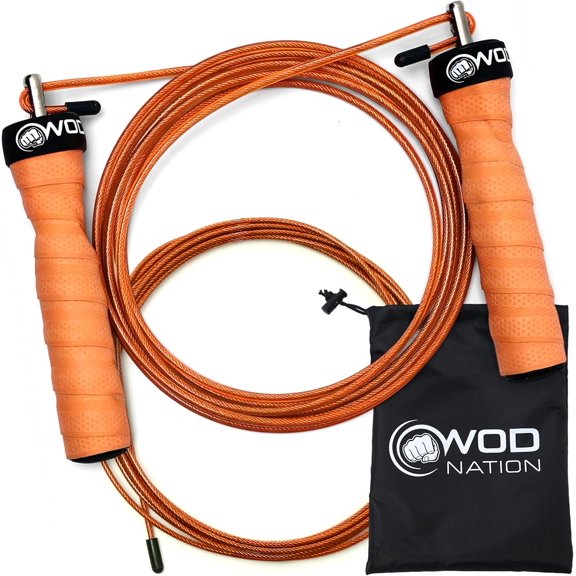 Attack Speed Jump Rope Adjustable Dual-Cable Skipping Rope for Men, Speed & Weighted Options, Fast Fold-Over Adjustment Durable Adult Boxing Rope for Fitness, Cardio Home Gym & Cross Training - Orang