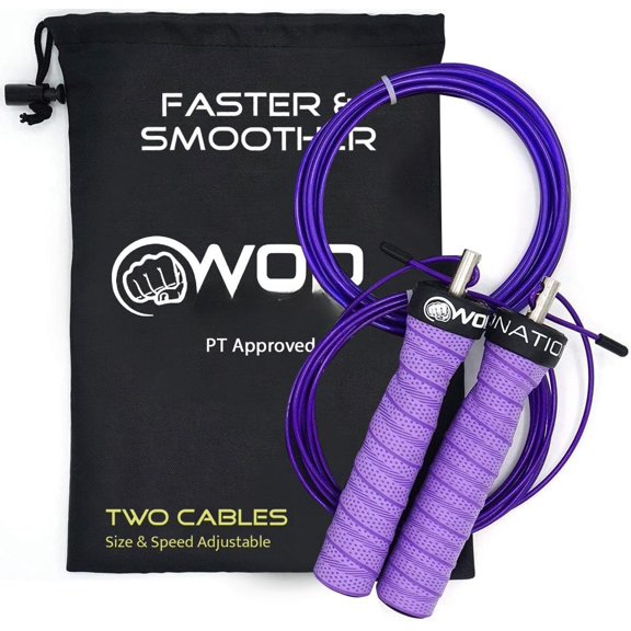Attack Speed Jump Rope : Adjustable Jumping Ropes :  Two  Skipping Workout System : One Thick and One Light 11 Foot  :  for Double Unders : Men and Women