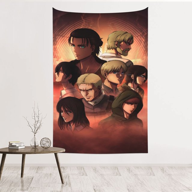 Attack on Titan Anime Tapestry Cute Cartoon Aesthetic Tapestries Wall
