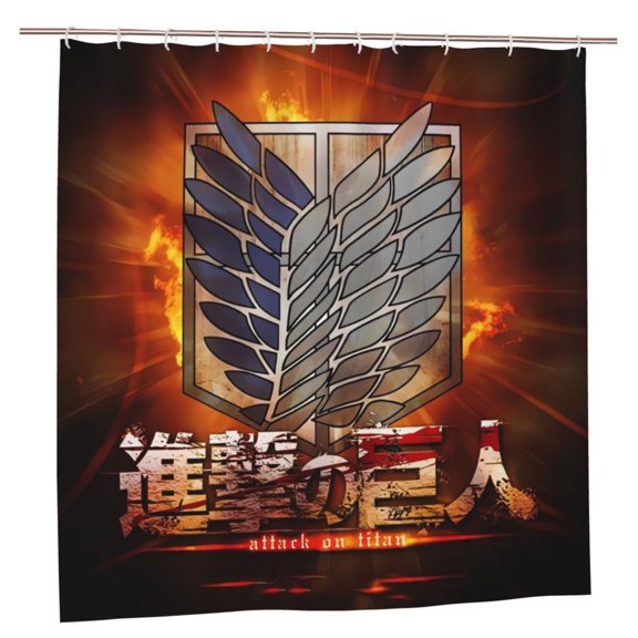 Attack On Titan Bathroom Shower Curtain,Bath Curtains Durable Waterproof Bath Curtain With 12 Hooks,72x72in, Adluts Girls Boys Bathroom Decor House Gifts