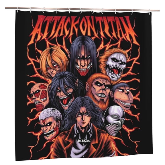 Attack On Titan Bathroom Shower Curtain,Bath Curtains Durable Waterproof Bath Curtain With 12 Hooks,72x72in, Adluts Girls Boys Bathroom Decor House Gifts