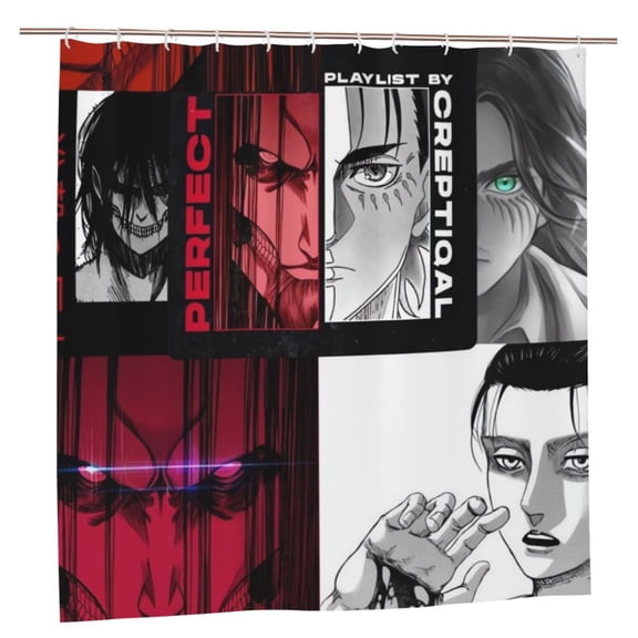 Attack On Titan Bathroom Shower Curtain,Bath Curtains Durable Waterproof Bath Curtain With 12 Hooks,72x72in, Adluts Girls Boys Bathroom Decor House Gifts
