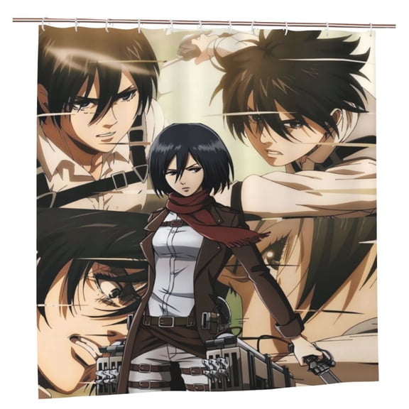 Attack On Titan Bathroom Shower Curtain,Bath Curtains Durable Waterproof Bath Curtain With 12 Hooks,72x72in, Adluts Girls Boys Bathroom Decor House Gifts