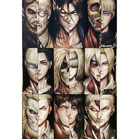 Attack on Titan Diamond Painting Set (for Adults) 5D DIY Anime Diamond Art Set (for Beginners) Round Full Diamond Diamond Painting Gem Art Crafts (suitable for home wall decoration gifts)