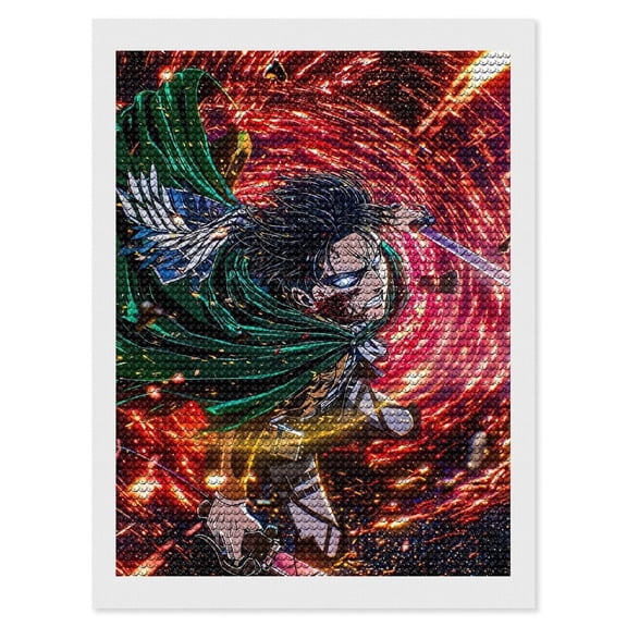 Attack on Titan Levi Ackerman Diamond Art Kits for Adults 5D Diamond Art , DIY Paint with Round Full Drill Diamonds Paintings Gem Art for Home Wall Decor Gift 12"x16"