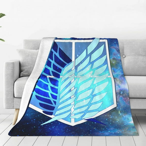 Attack On Titan Logo Flannel Blanket Cozy Ultra-Soft Micro Fleece Throw Blanket For Sofa Couch Office Travel Fuzzy Warm Lightweight Bed Blanket 40"x30"