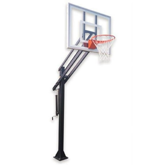 Attack Ultra Steel-Glass In Ground Adjustable Basketball System, Scarlet