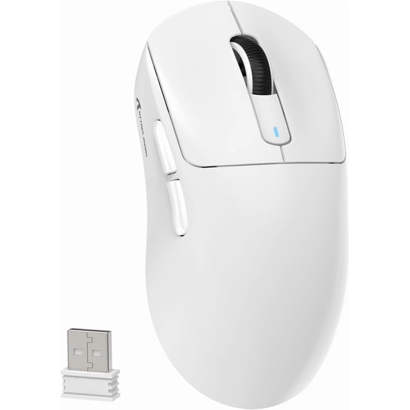 Attack X3 Gaming , 49g Ultralight, PixArt PAW3395 26000 DPI, /2.4Ghz /Wired Tri-Mode, 200Hrs , Kailh GM8.0 for PC//Win - White
