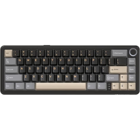 Attack X66 Gasket Mechanical Keyboard with Volume Knob,60% BT/2.4GHz/Wired Gaming Keyboard,RGB Backlit,OEM Tri-Color PBT keycaps,66 Hot Swappable for PC/,Starblack