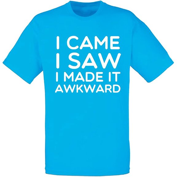 Brand88 I Made It Awkward, Mens Printed T-Shirt - Azure/White L