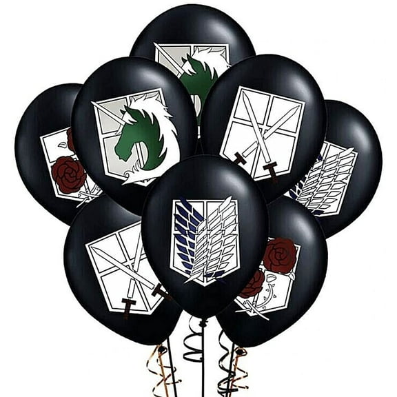 Attack on Titan 8 Piece Regiment Latex Balloon Bundle, Birthday Party Decorations Scout Garrison Trainee Military