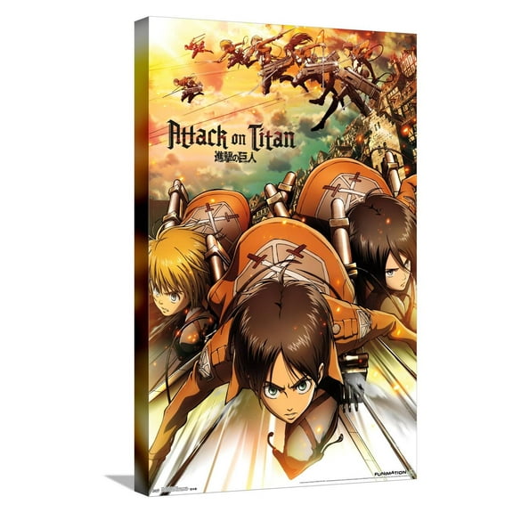 Attack on Titan - Attack Canvas Wall Poster, 14.725" x 22.375"