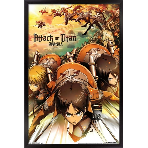 Attack on Titan - Attack Wall Poster, 14.725" x 22.375", Framed