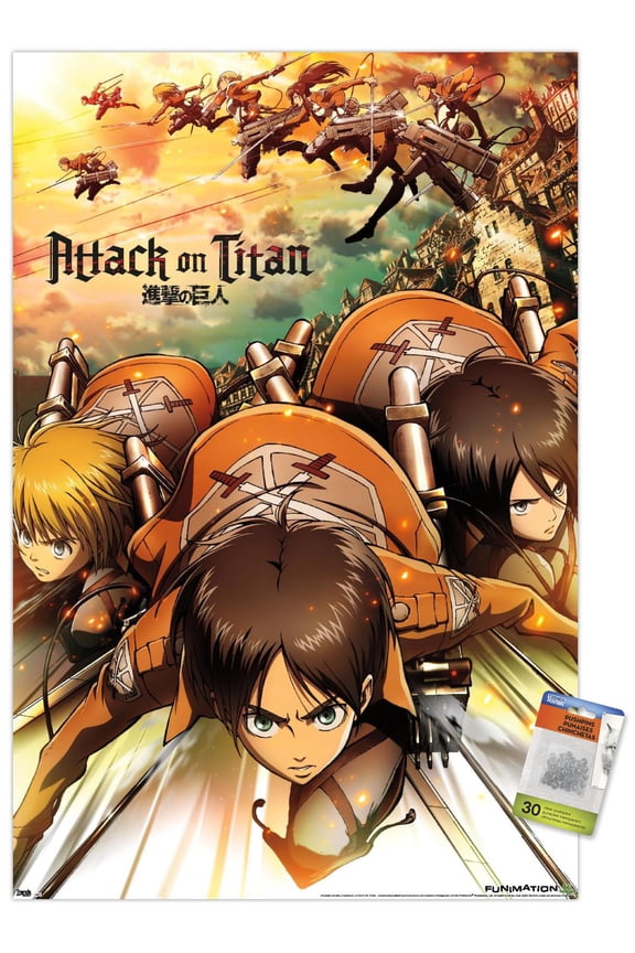 Attack on Titan - Attack Wall Poster with Push Pins, 22.375" x 34"