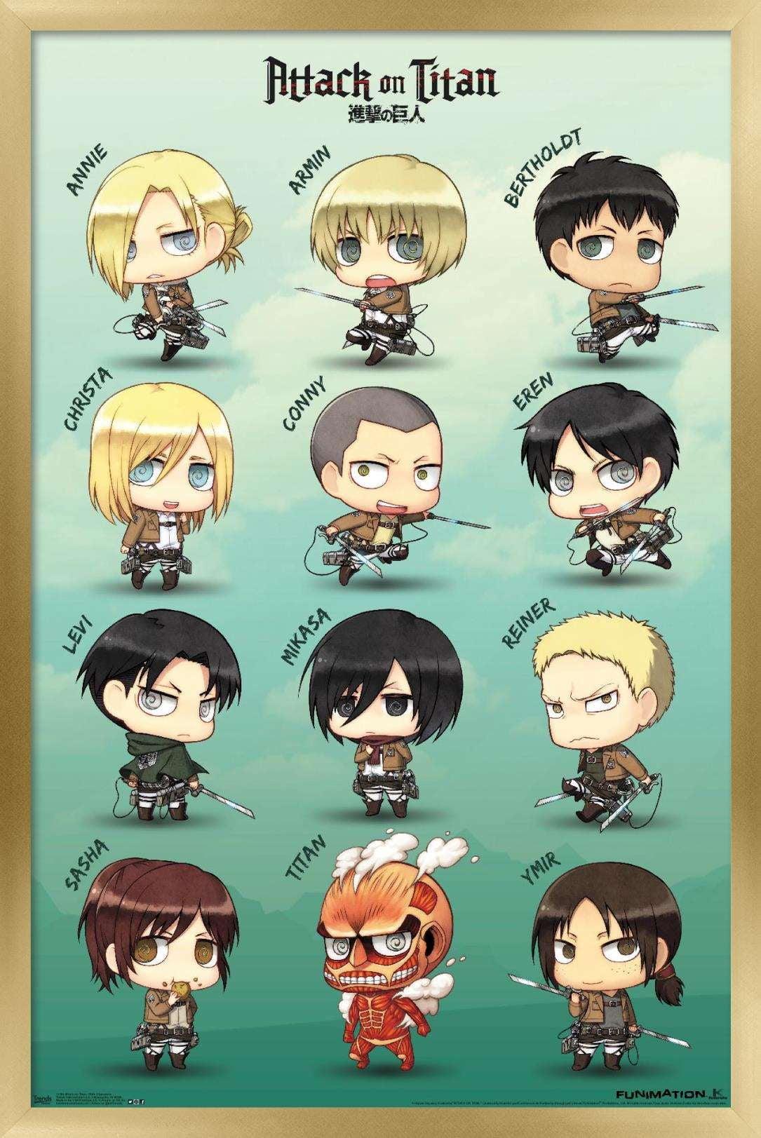 Attack on Titan - Chibi Characters Wall Poster, 22.375" x 34", Framed