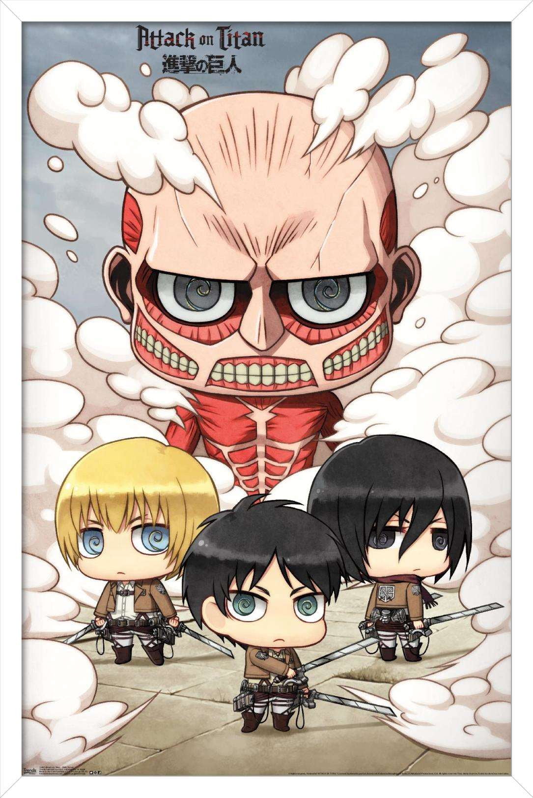 Attack on Titan - Chibi Group Wall Poster, 14.725" x 22.375", Framed
