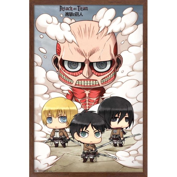 Attack on Titan - Chibi Group Wall Poster, 14.725" x 22.375", Framed