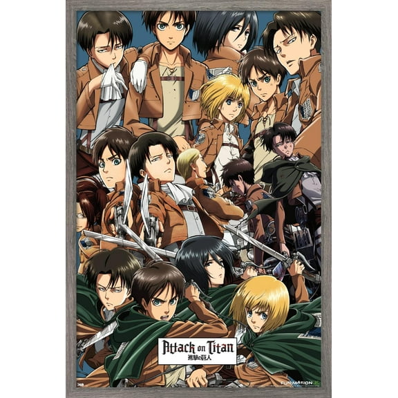 Attack on Titan - Collage Wall Poster, 14.725" x 22.375", Framed