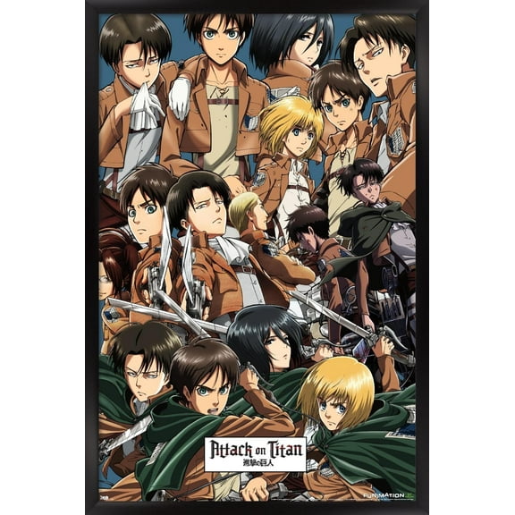Attack on Titan - Collage Wall Poster, 14.725" x 22.375", Framed