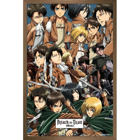 Attack on Titan - Collage Wall Poster, 22.375" x 34", Framed