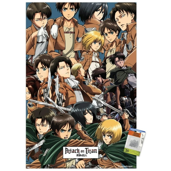 Attack on Titan - Collage Wall Poster with Push Pins, 22.375" x 34"
