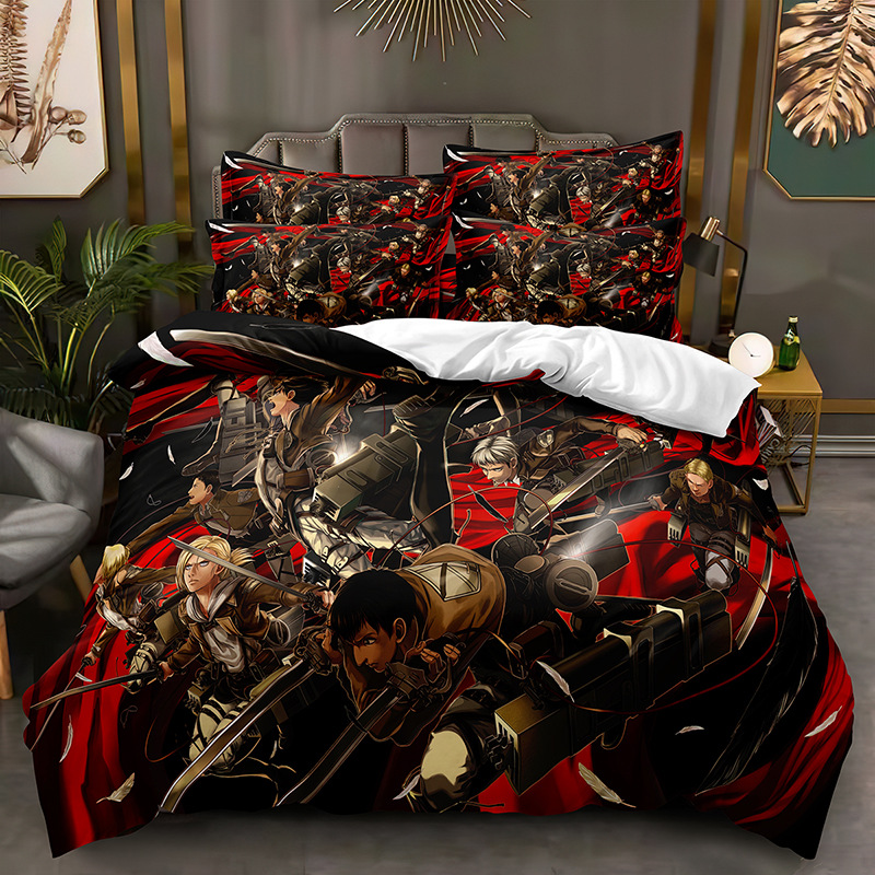 Attack_on_Titan Comforter Set 3 Piece Bedding Set Bedding Super Soft ...