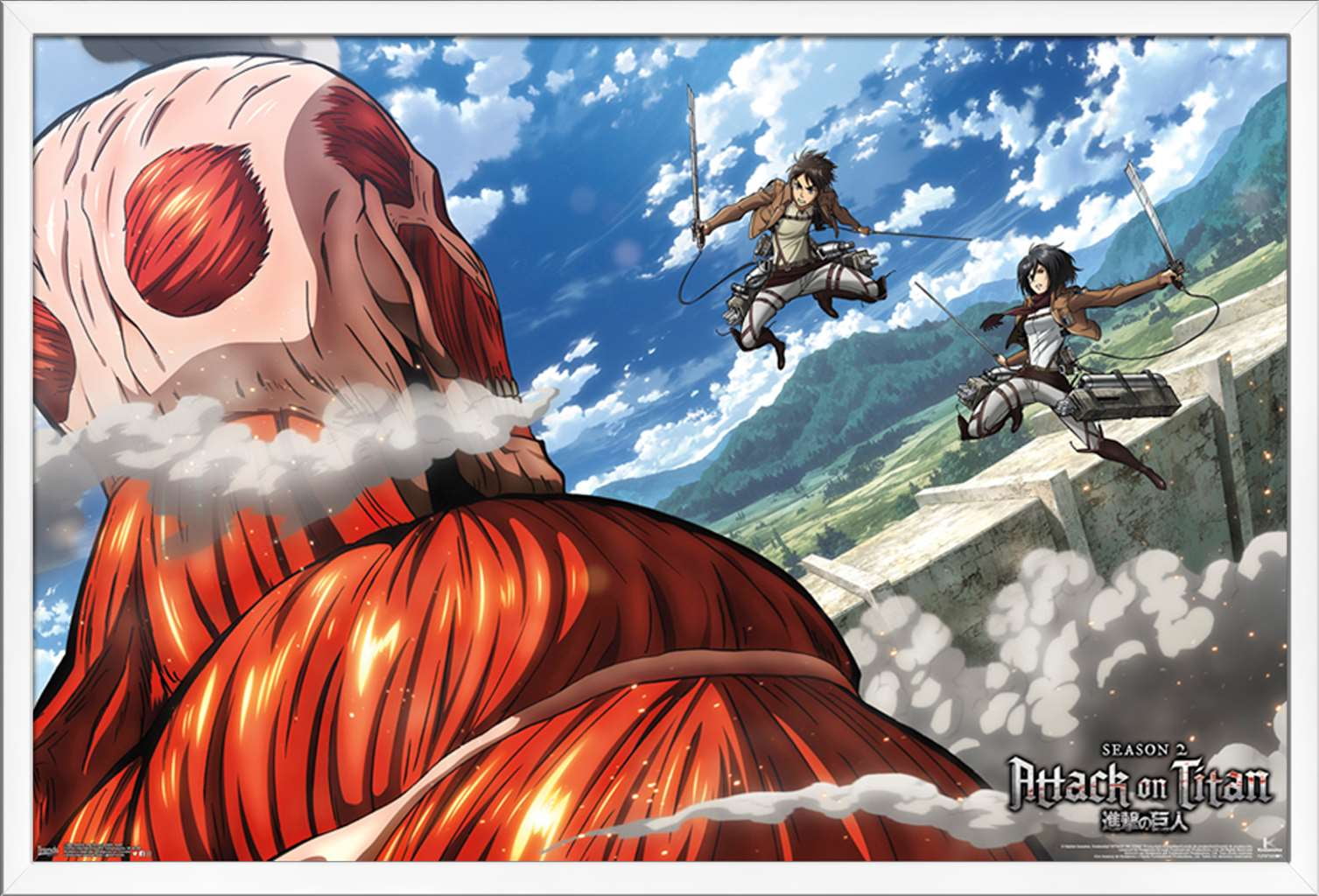 Attack on Titan - Double Team Wall Poster, 22.375" x 34", Framed
