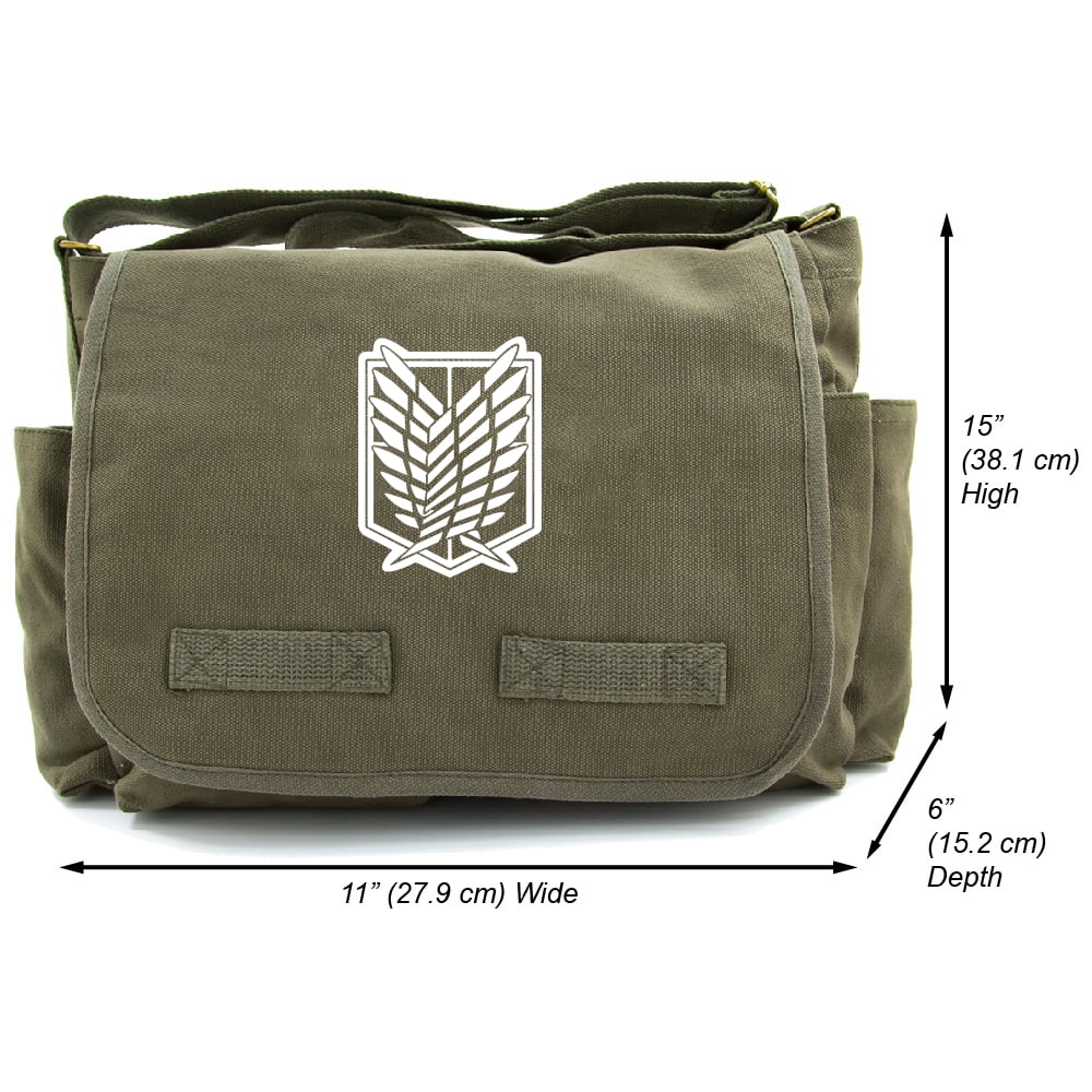 Attack on Titan Dual Wing Canvas Messenger Shoulder Bag Olive White