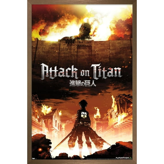 Attack on Titan - Fire Wall Poster, 22.375" x 34", Framed