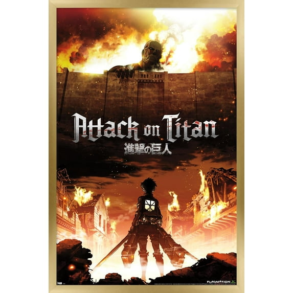 Attack on Titan - Fire Wall Poster, 22.375" x 34", Framed