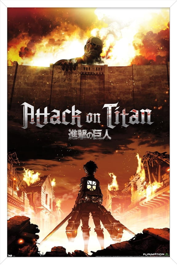 Attack on Titan - Fire Wall Poster, 22.375" x 34", Framed