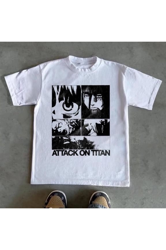 Attack on Titan Inspired Vintage Anime T-Shirt, Manga Graphic Streetwear Tee