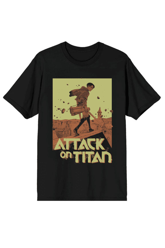 Attack on Titan Levi Ackerman Rooftop Graphic Tee for Adults-Medium