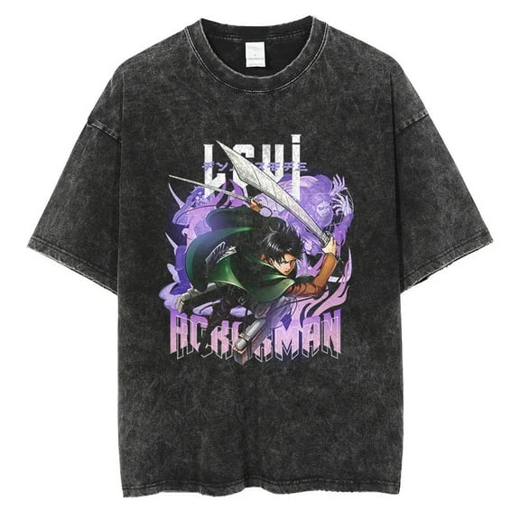 Attack on Titan Men's Cotton Summer T-Shirts Vintage Tee Loose Fit Short Sleeve Casual Tshirts for Men Women 2XL