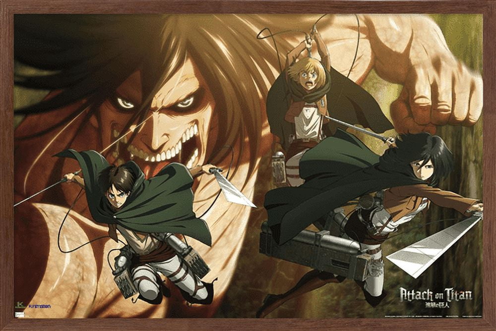 Attack on Titan: Season 2 - Attack Titan Wall Poster, 22.375" x 34", Framed