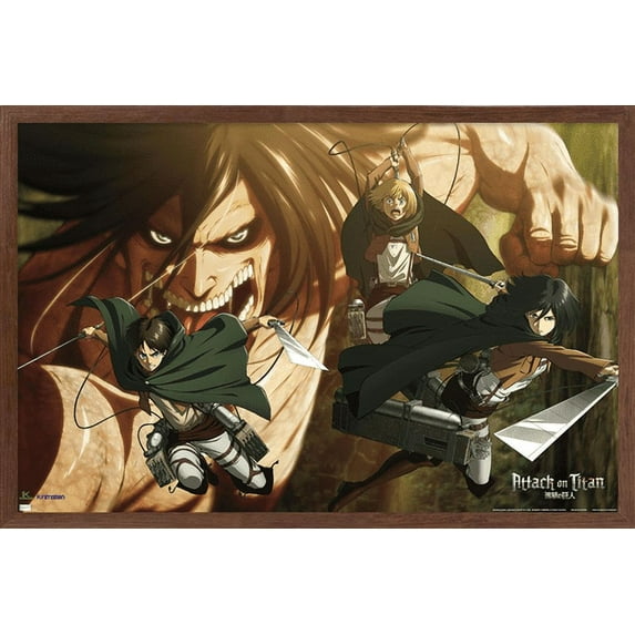 Attack on Titan: Season 2 - Attack Titan Wall Poster, 22.375" x 34", Framed