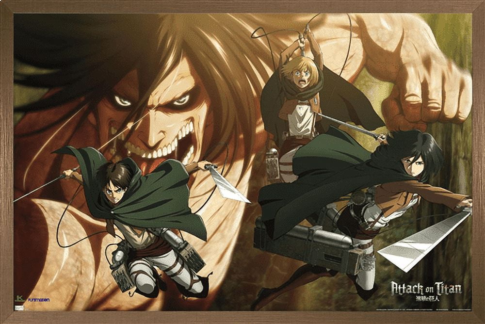 Attack on Titan: Season 2 - Attack Titan Wall Poster, 22.375" x 34", Framed