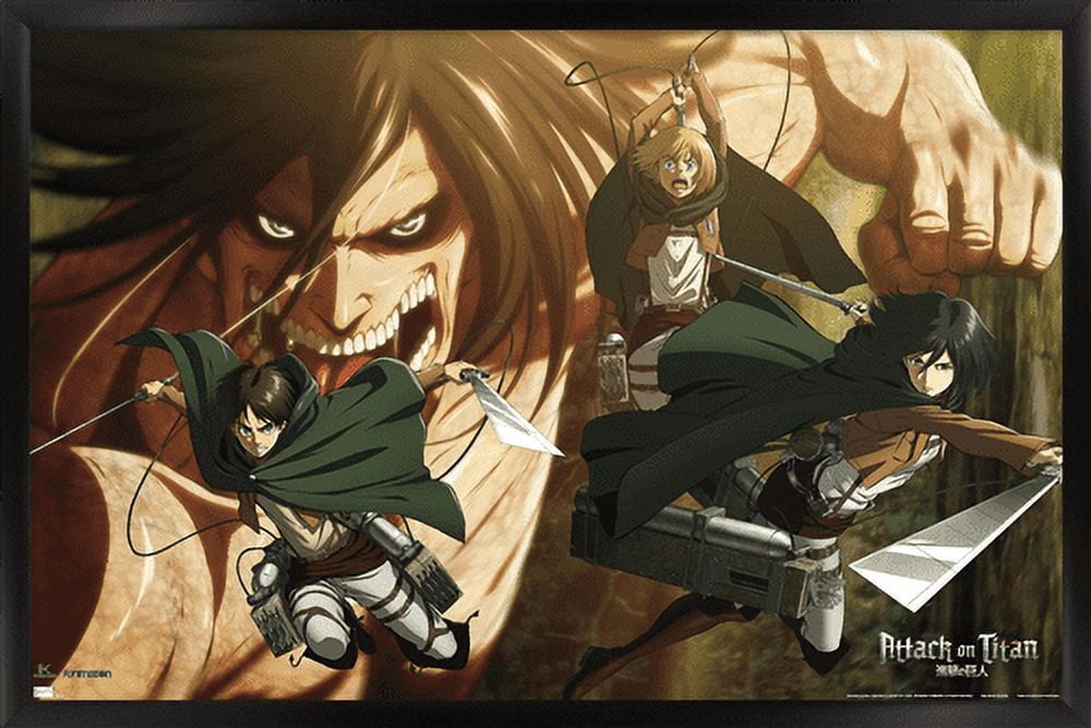 Attack on Titan: Season 2 - Attack Titan Wall Poster, 22.375" x 34", Framed